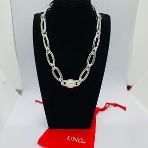 UNO de 50 OVNI NECKLACE with a pearl and lobster clasp Silver Necklace